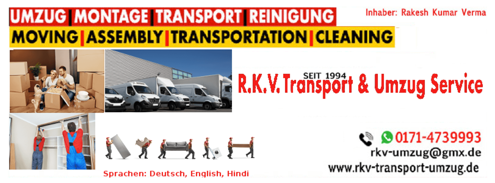 R.K.V. Transport & Umzug Professional Moving & Transportation Services in Frankfurt & Offenbach | German, English, Urdu & Hindi